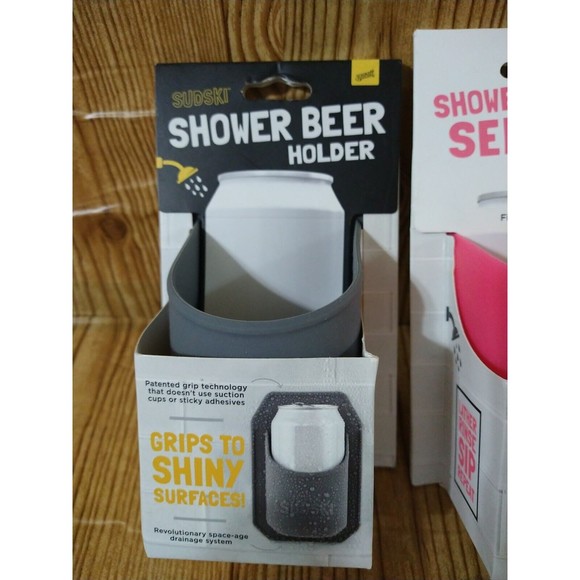 Sku004-SUDSKI  His/Her Beer Can Holder Dark Grey + pink Shower Caddy  Silicone - Picture 4 of 4